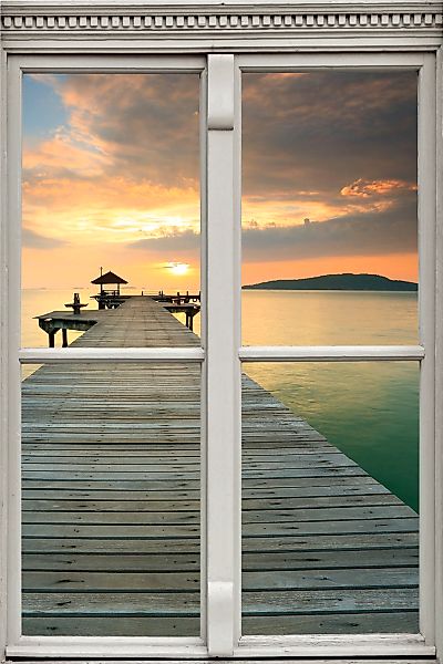queence Wandsticker "Pier", Wandsticker, Wandbild, selbstklebend, 3D, Fenst günstig online kaufen