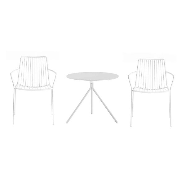 Pedrali - Nolita Gartenset - weiß/lackiert/1x Tisch: H 49cm / Ø 65,5cm/2x S günstig online kaufen