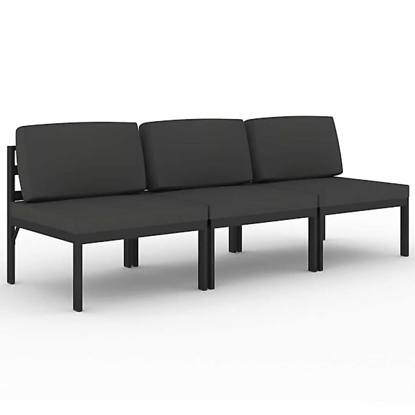 Vidaxl Gartensofa 3-sitzer Mit Kissen Aluminium Anthrazit günstig online kaufen