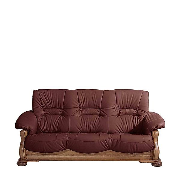 Leder Sofa Rot Eiche rustikal Made in Germany Federkern günstig online kaufen