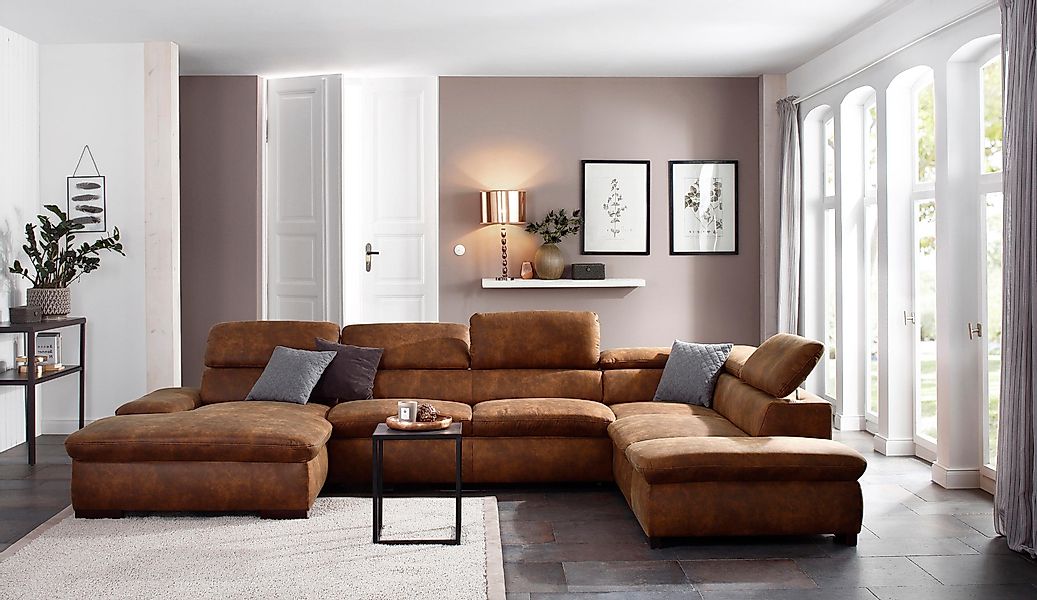 Home affaire Wohnlandschaft Alberto U-Form, mit günstig online kaufen