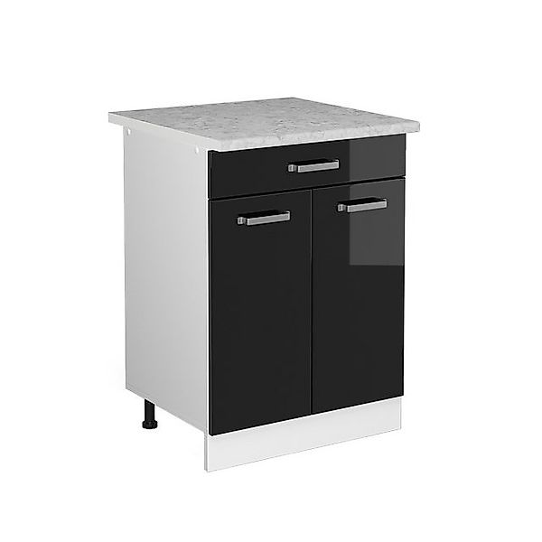 Vicco Küchenunterschrank R-Line Schwarz Hochglanz/Weiß 60 cm mit Schublade günstig online kaufen