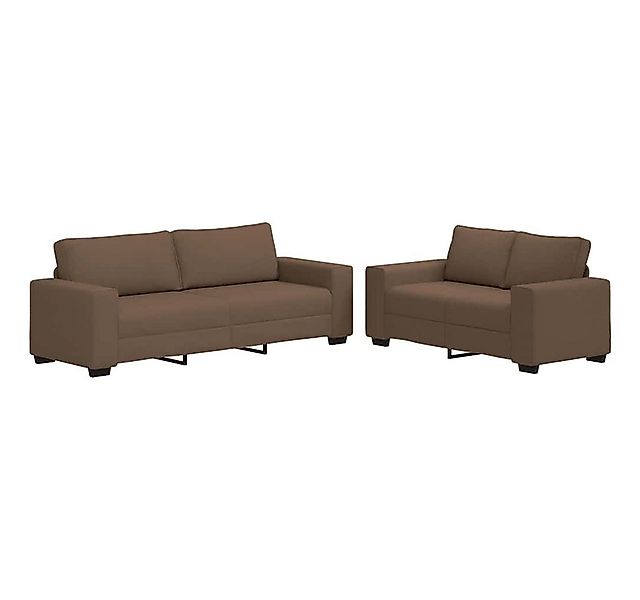 vidaXL Sofa 2-tlg. Sofagarnitur mit Kissen Braun Stoff, 1 Teile günstig online kaufen