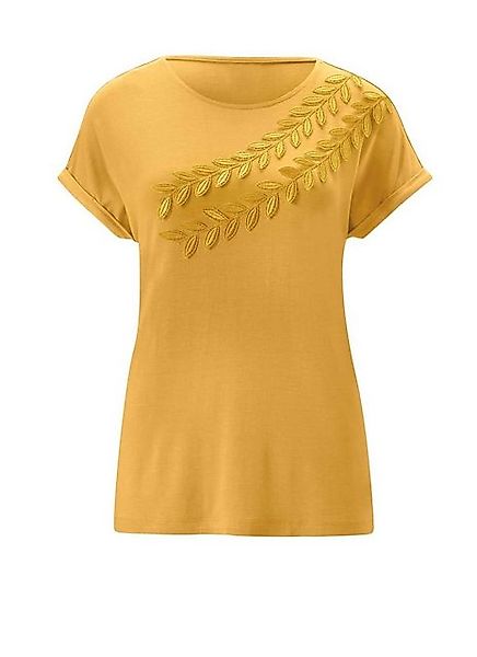 creation L T-Shirt CRéATION L Damen Jerseyshirt mit Spitze, ocker günstig online kaufen