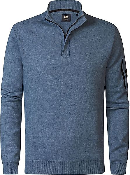 Petrol Half Zip Pull Melange Blau - Größe L günstig online kaufen