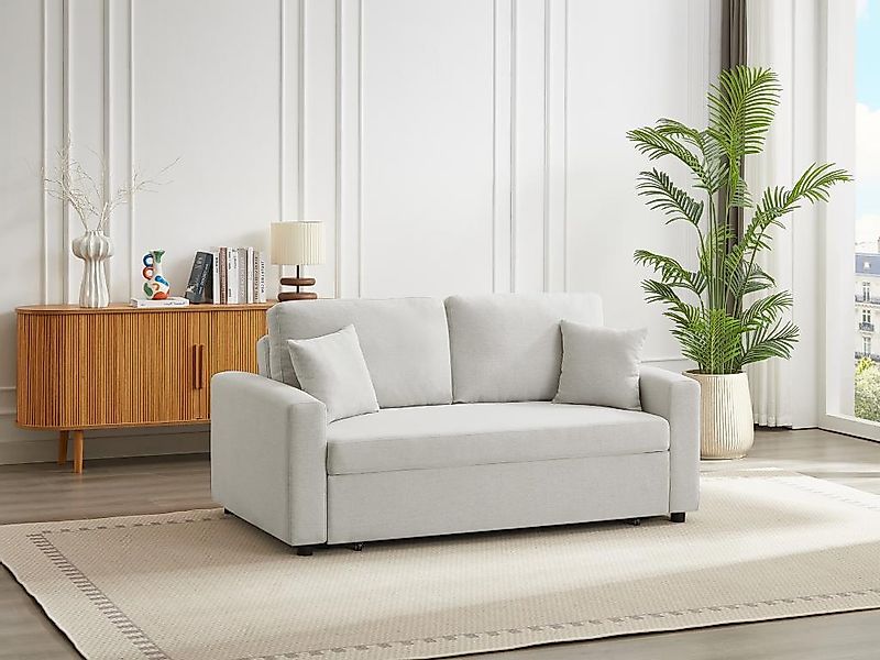 Schlafsofa 3-Sitzer - Stoff - Beige - INIZOR günstig online kaufen