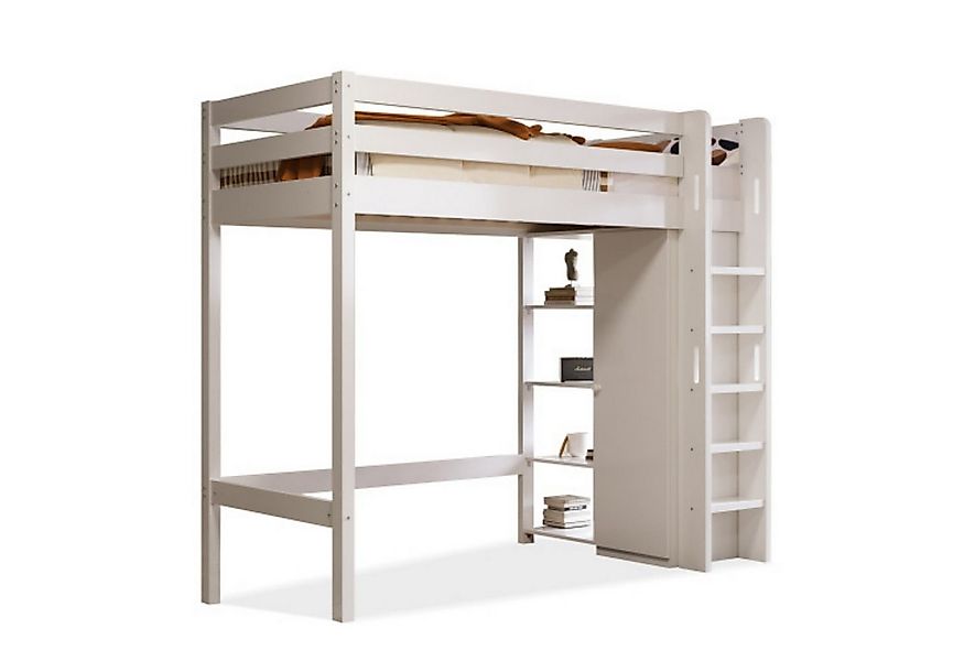 Odikalo Kinderbett Hochbett Einzelbett mit Kleiderschrank 6 Regalen 208*110 günstig online kaufen