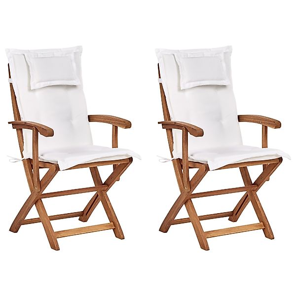 Beliani Gartenstuhl Heller Holzfarbton Weiss 48x46x92 günstig online kaufen