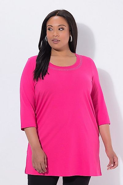 Ulla Popken Longshirt Longshirt Nieten A-Linie Rundhals 3/4-Arm günstig online kaufen