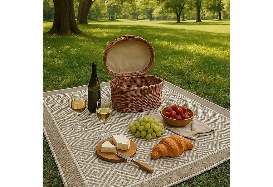 Jungengel Teppich Kilim Outdoor Teppich Sand Labyrinth günstig online kaufen