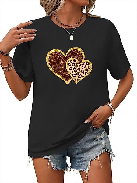 PYL Print-Shirt Damen Casual Kurzarmshirt mit Herz Druck günstig online kaufen