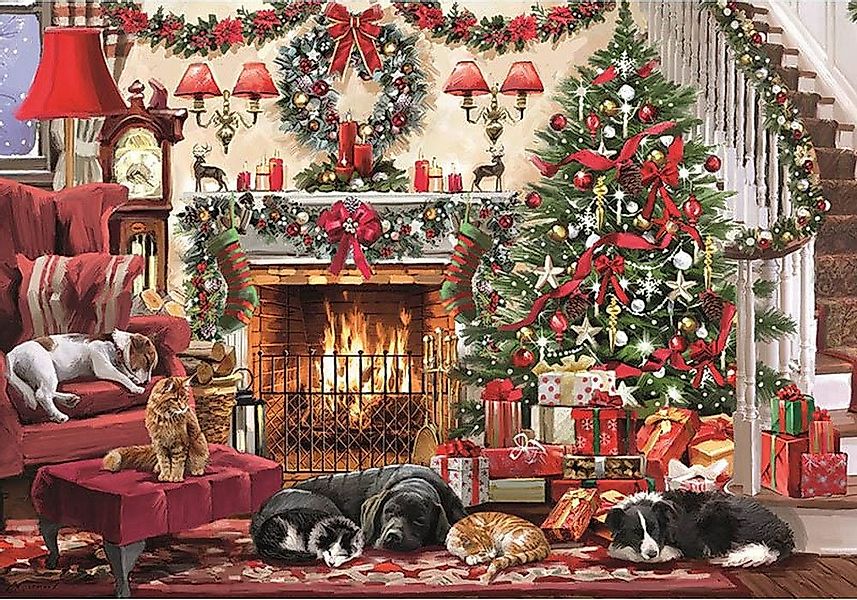 Otter House Puzzle Rund um den Weihnachtsbaum, Puzzleteile günstig online kaufen