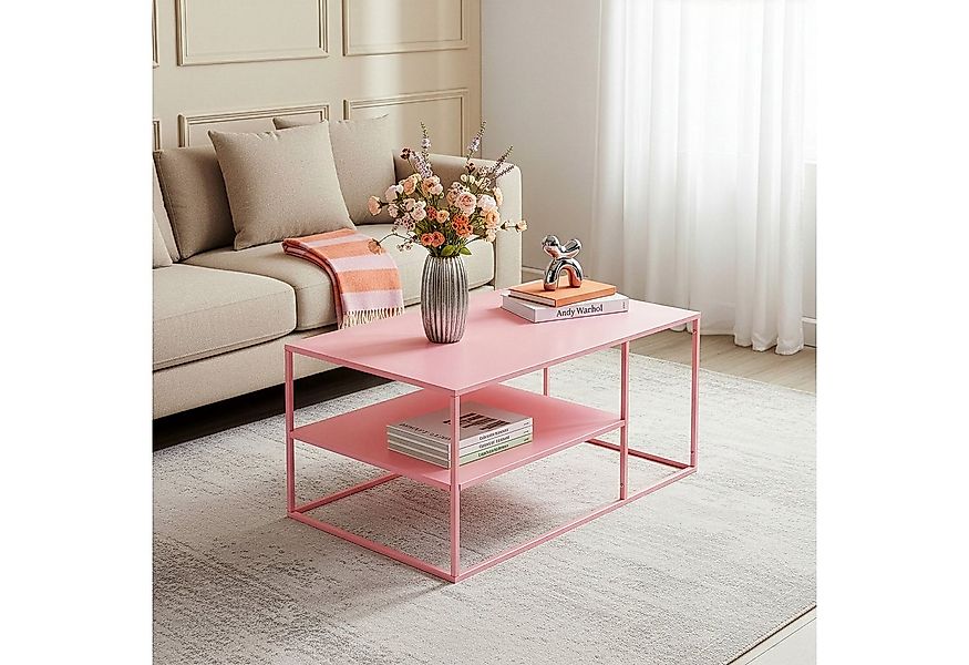 en.casa Couchtisch, »Solund« Beistelltisch Stahl 45x90x60 cm Rosa günstig online kaufen