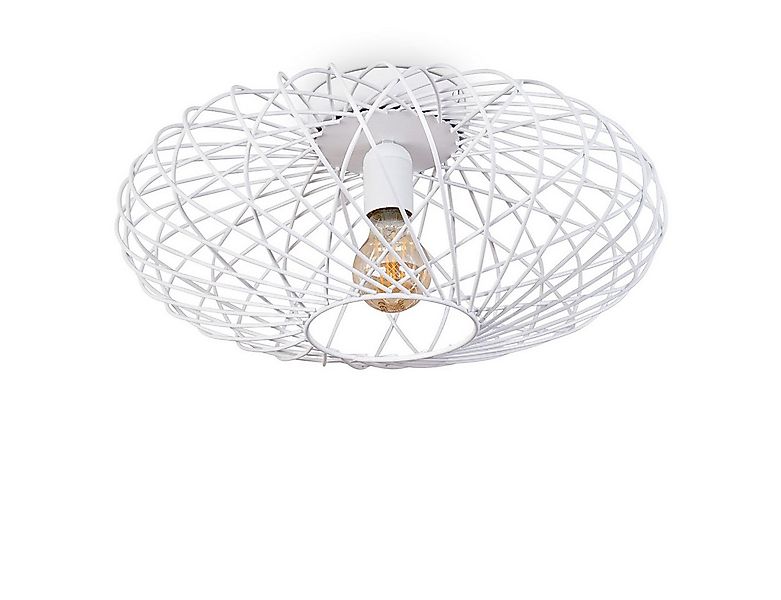 hofstein Deckenleuchte »Pieris« runde Deckenlampe aus Metall in Weiß, ohne günstig online kaufen