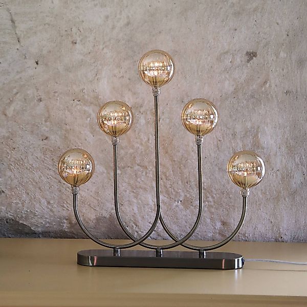 LED-Kerzenhalter Enys, messing antik, Eisen/Glas, 5-flammig günstig online kaufen