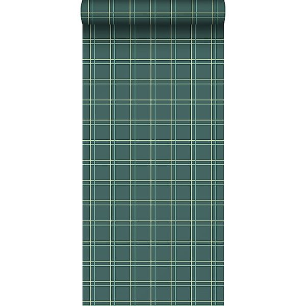 Sanders & Sanders Tapete Karomuster Dunkelgrün 53 cm x 10 m günstig online kaufen