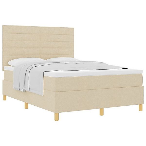 vidaXL Bett Boxspringbett mit Matratze Creme 140x200 cm Stoff (1-tlg) günstig online kaufen