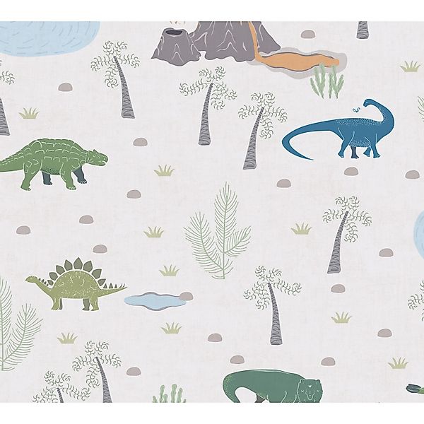 A.S. Creation Vliestapete Dinos 10,05 m x 0,53 m Grün-Blau-Beige FSC® günstig online kaufen