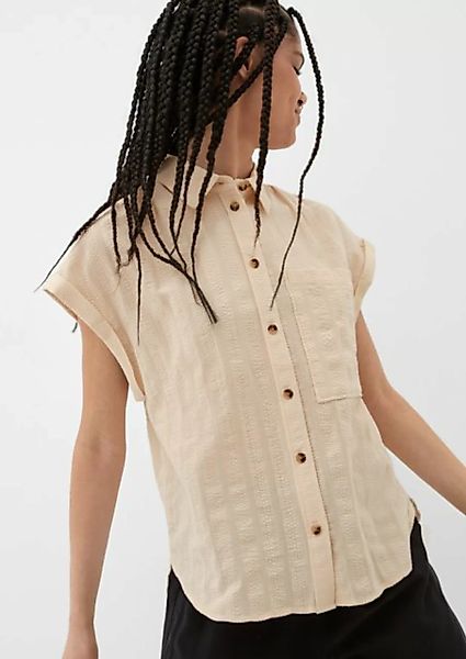 QS Kurzarmbluse Oversize-Bluse aus Baumwolle Raffung günstig online kaufen