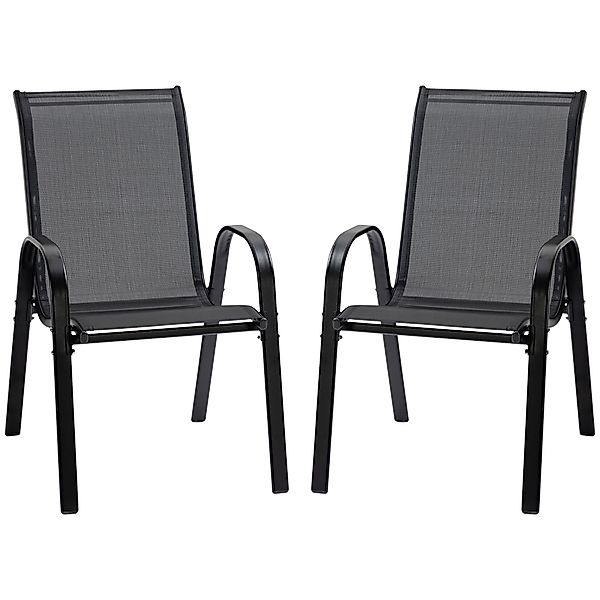 Outsunny 2er Set Gartenstuhl Stapelstuhl mit Armlehne Essstühle Garten Meta günstig online kaufen