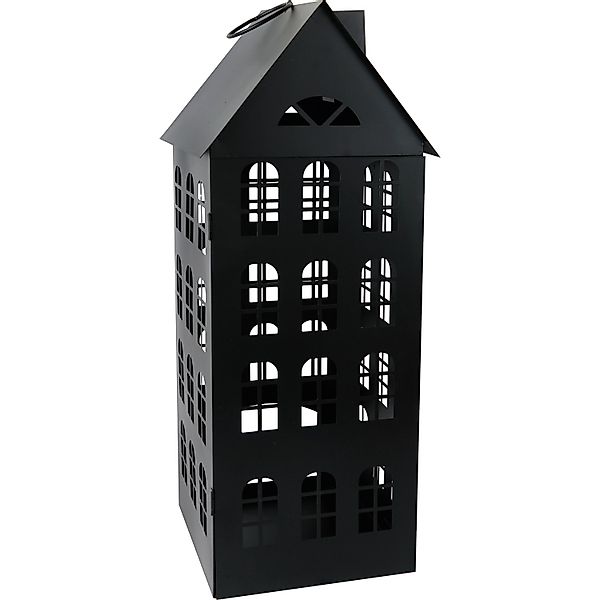Metall-Laterne Haus Schwarz 23,5 cm x 23 cm x 61 cm günstig online kaufen