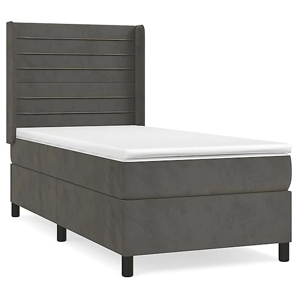 vidaXL Boxspringbett mit Matratze Dunkelgrau 100x200 cm Samt1378683 günstig online kaufen