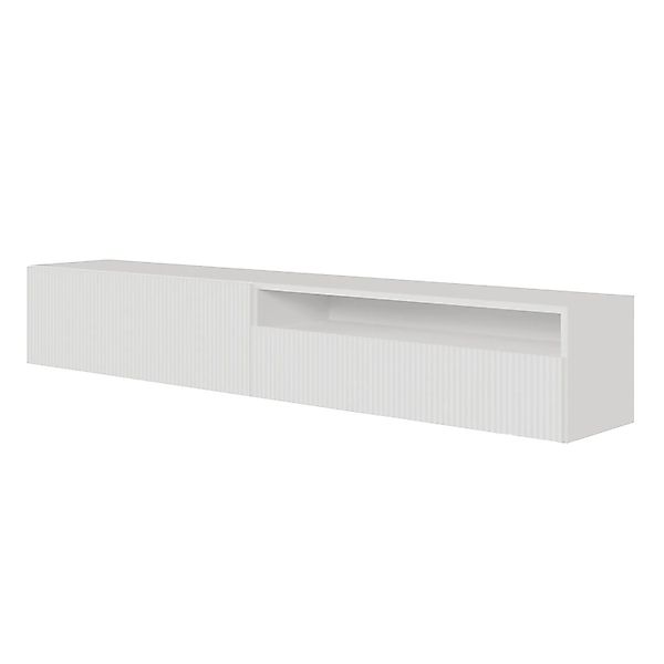Selsey TV-Hängeboard Veldio mit Lamellenfront und Offenem Fach 175 cm Weiß günstig online kaufen