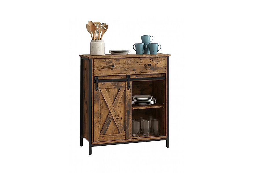 relaxdays Küchenbuffet Sideboard mit Schiebetür Vintagebraun günstig online kaufen