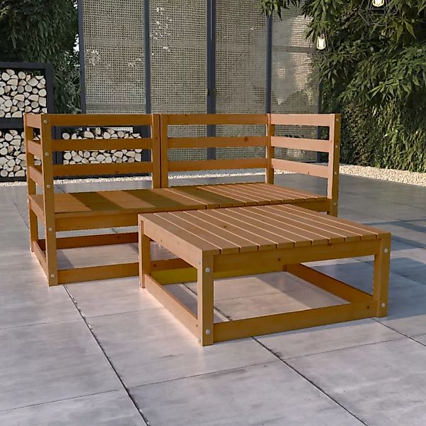 3-tlg. Garten-lounge-set Honigbraun Massivholz Kiefer günstig online kaufen