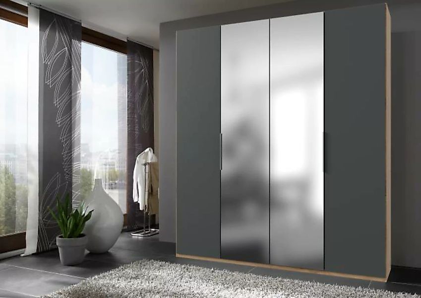Kleiderschrank 200 cm breit mit Spiegel LEVEL36 A von WIMEX Grau günstig online kaufen