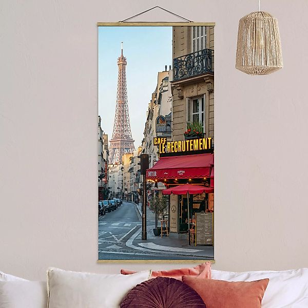 Stoffbild mit Posterleisten Straße von Paris günstig online kaufen
