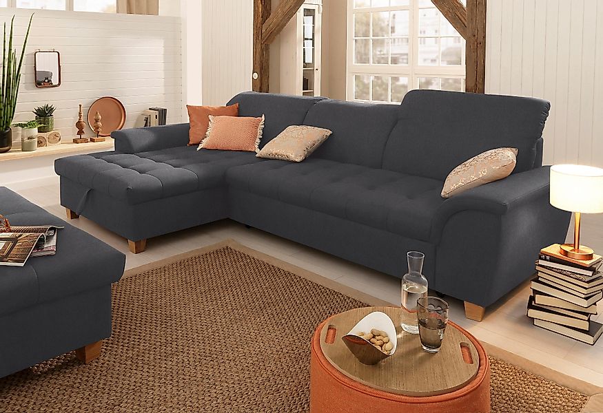 Home affaire Ecksofa "Lyla L-Form", mit Recamiere, wahlweise mit Rückenfunk günstig online kaufen