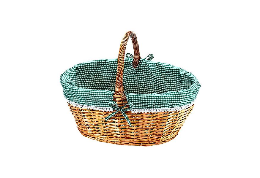 Kobolo Einkaufskorb Weidenkorb - Textil grün kariert - 45x34x20 cm, 22 l günstig online kaufen