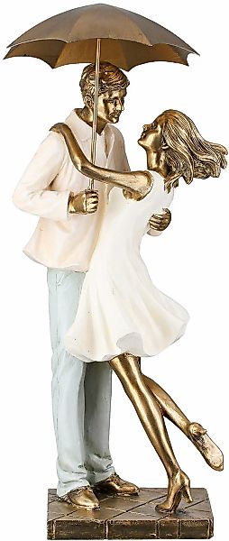 GILDE Dekofigur "Skulptur Paar Love in the rain creme; goldfarben H. 39 cm" günstig online kaufen