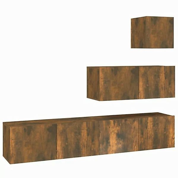 furnicato TV-Schrank 4-tlg. TV-Schrank-Set Räuchereiche Holzwerkstoff (1-St günstig online kaufen