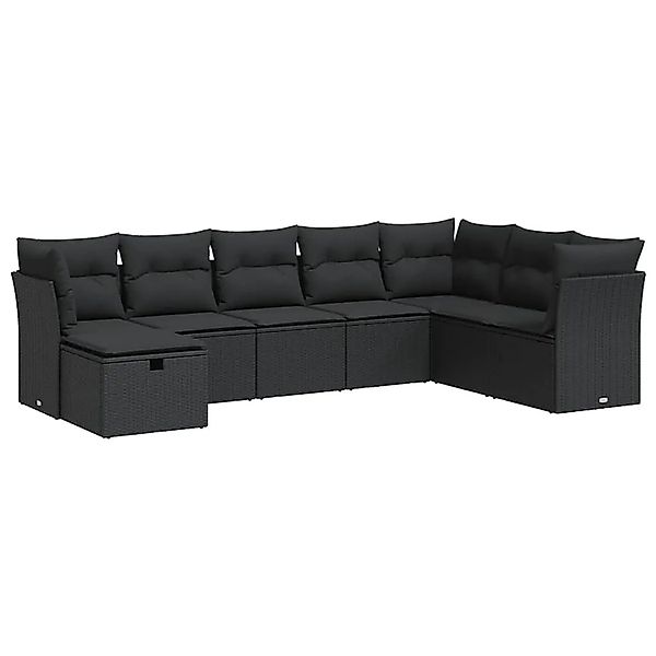 vidaXL 8-Tlg Garten-Sofagarnitur mit Kissen Schwarz Poly Rattan 3325331 günstig online kaufen