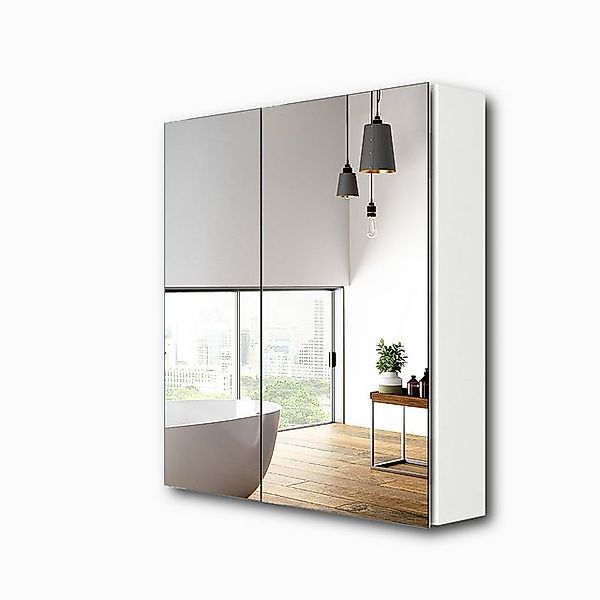 EMKE Spiegelschrank 60X65cm 2-türig Badezimmer Spiegelschrank Verstellbare günstig online kaufen