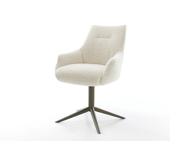 Drehstuhl Alja-Flex mit Armlehnen Teddystoff Beige Fußkreuz Effektfinish Ti günstig online kaufen