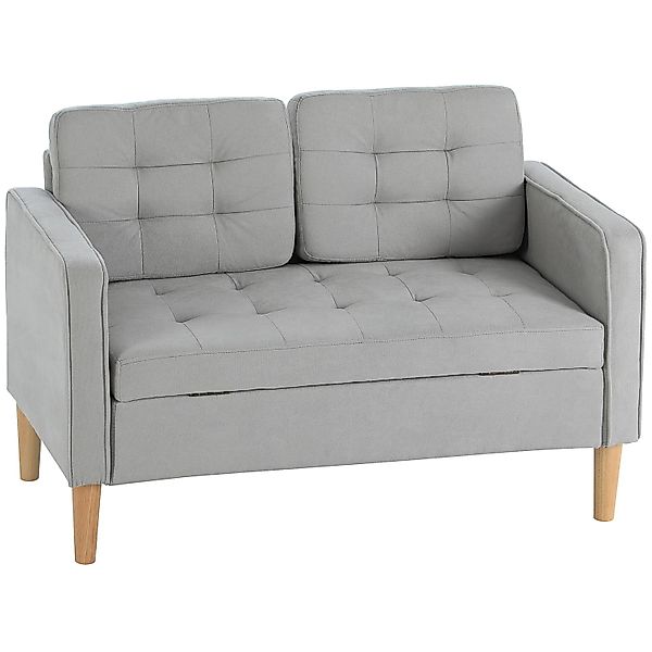 HOMCOM 2-Sitzer Couch mit Stauraum, Holzbeine, günstig online kaufen