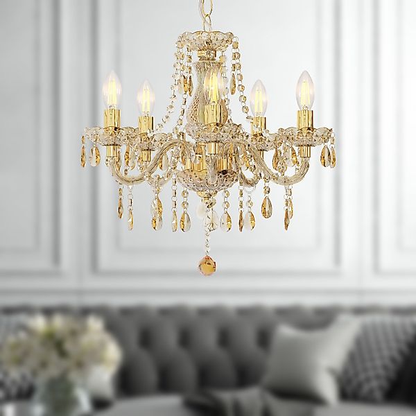 bmf-versand Kronleuchter Kronleuchter Wohnzimmer Gold Kristall günstig online kaufen
