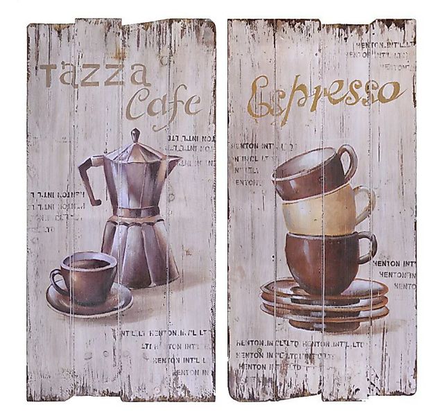 Wandbild CAFE ESPRESSO Holzschild Wanddeko 2-teilig 79cm günstig online kaufen