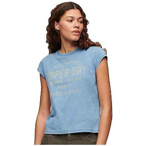 Superdry  T-Shirts & Poloshirts T-shirt  Workwear Indigo délavé günstig online kaufen