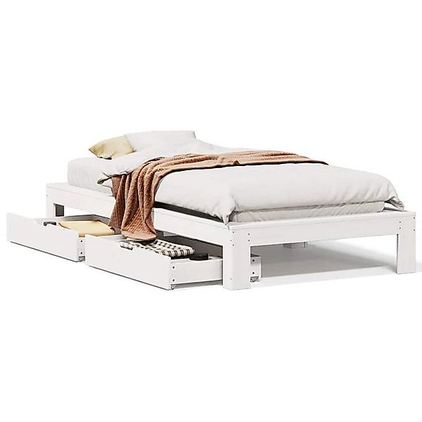 vidaXL Bett, Massivholzbett ohne Matratze Weiß 90x200 cm Kiefernholz günstig online kaufen