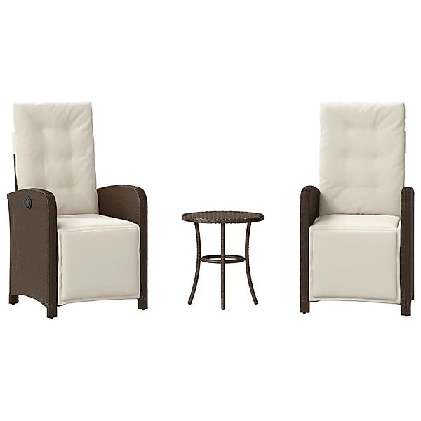 vidaXL 3-Tlg Bistro-Set mit Kissen Braun Poly Rattan 365202 günstig online kaufen