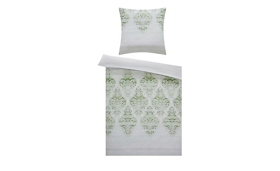 HOME STORY Satin Bettwäsche  Ornamente - grün - 100% Baumwolle - 135 cm - S günstig online kaufen