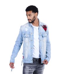 KINGZ Jeansjacke Herren Designer Retro Jeansjacke günstig online kaufen