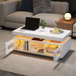 Merax Couchtisch hochglanz Sofatisch mit LED-Beleuchtung günstig online kaufen