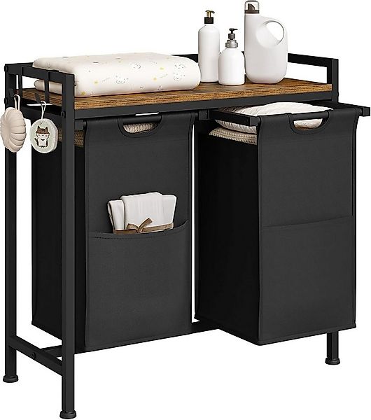 Woltu Wäschekorb, mit Ablage, 2 Fächer, jedes 40 L, Wäschesammler ausziehba günstig online kaufen