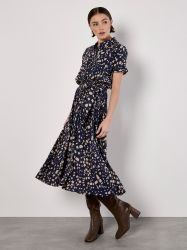 Apricot Druckkleid Quadratendruck Hemdblusenkleid, (2-tlg) mit günstig online kaufen