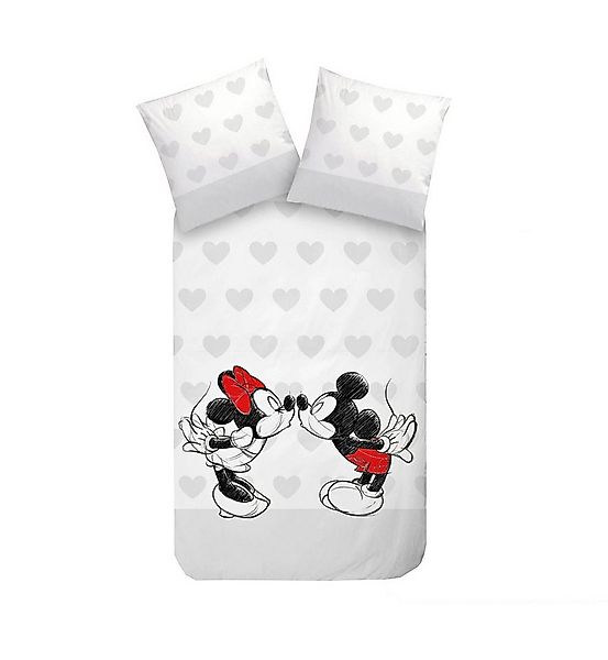 Disney Wendebettwäsche Mickey Mouse Disney graues Herz 135x200cm, Renforcé, günstig online kaufen